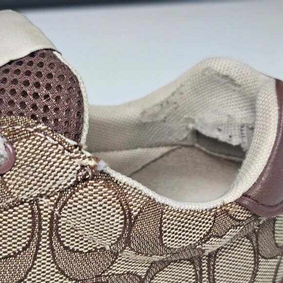 Coach Khaki Signature Jacquard Clip Low Top high Line Sneaker size 8 - Picture 15 of 16
